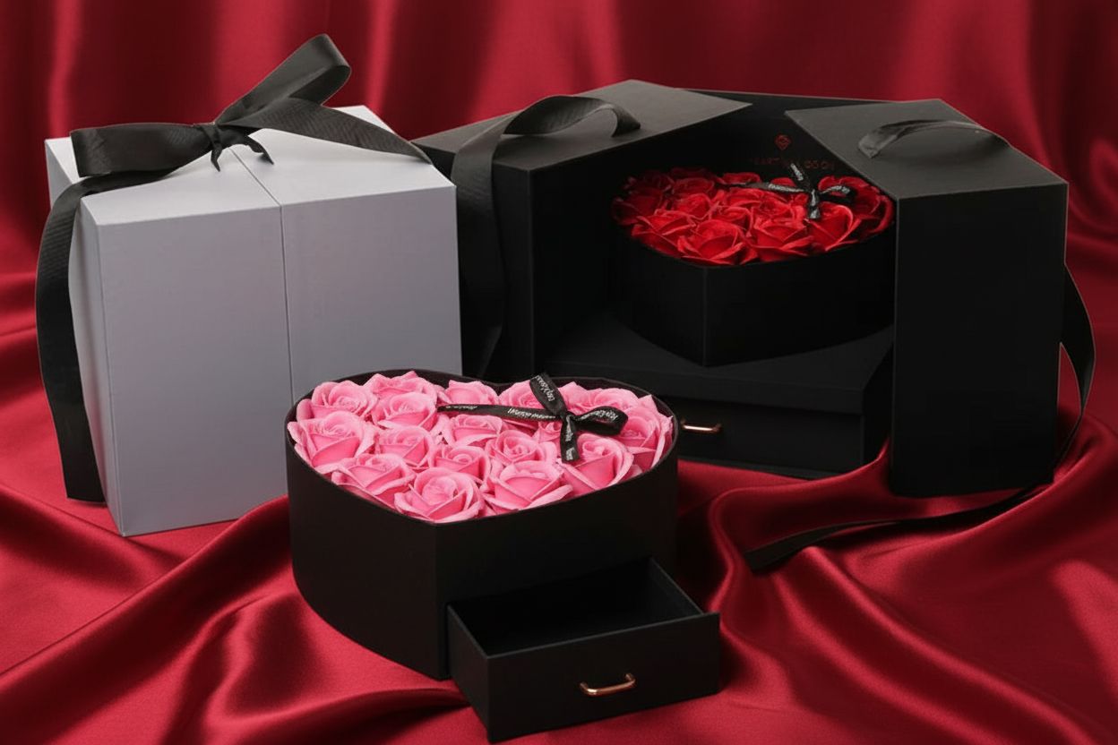 Eternal Bloom Gift Box – Luxury Handmade Soap Roses & Preserved Flowers