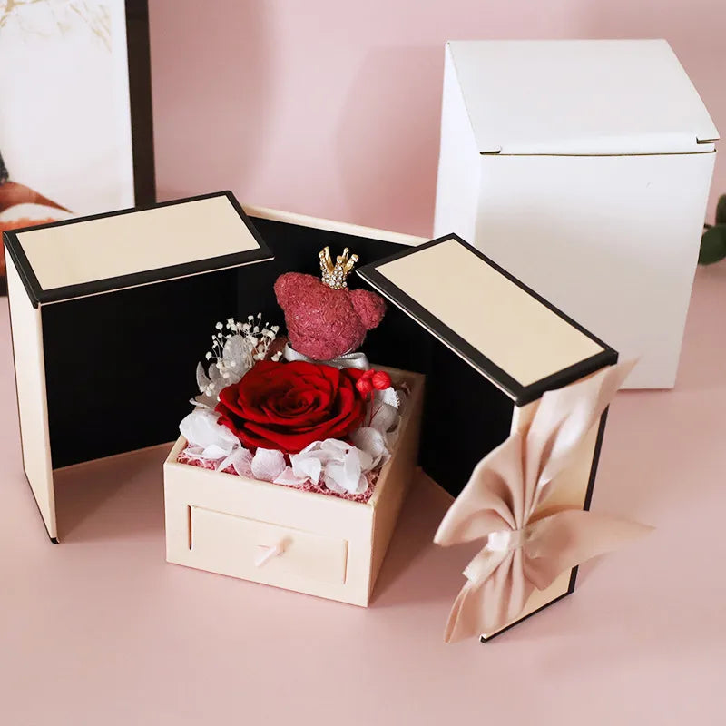 RoseBear Luxe Jewelry Box - With Preserved Rose