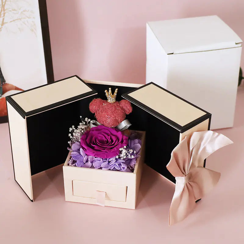 RoseBear Luxe Jewelry Box - With Preserved Rose