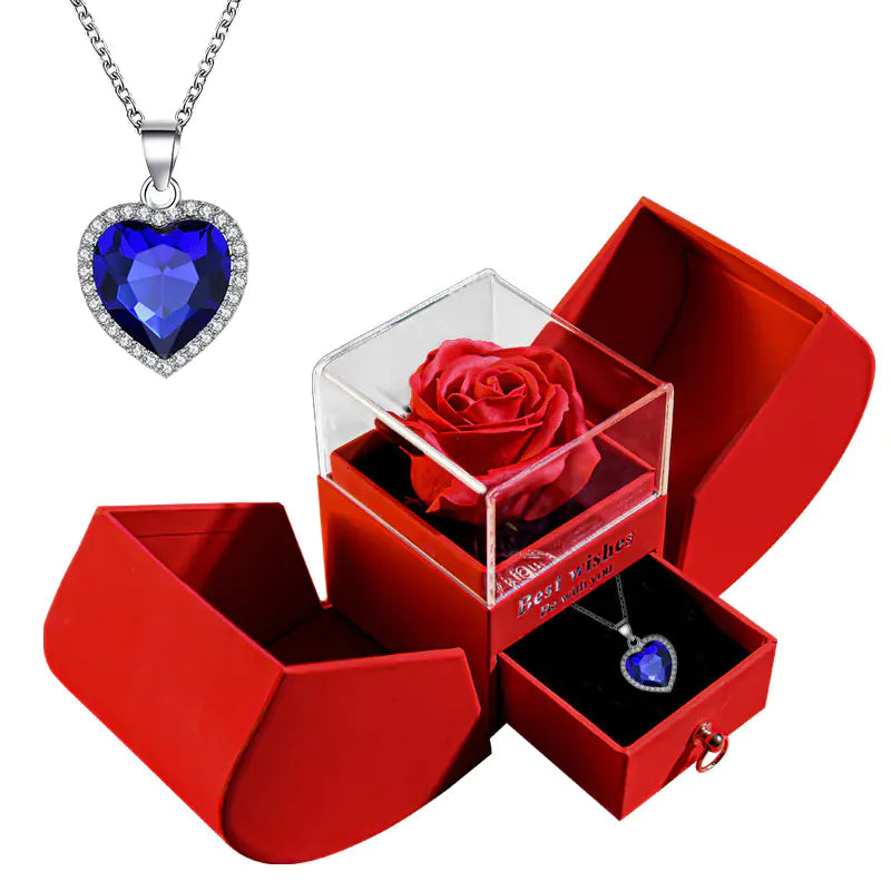 Enchanted Rose Jewelry Box – Preserved Flowers & Necklace