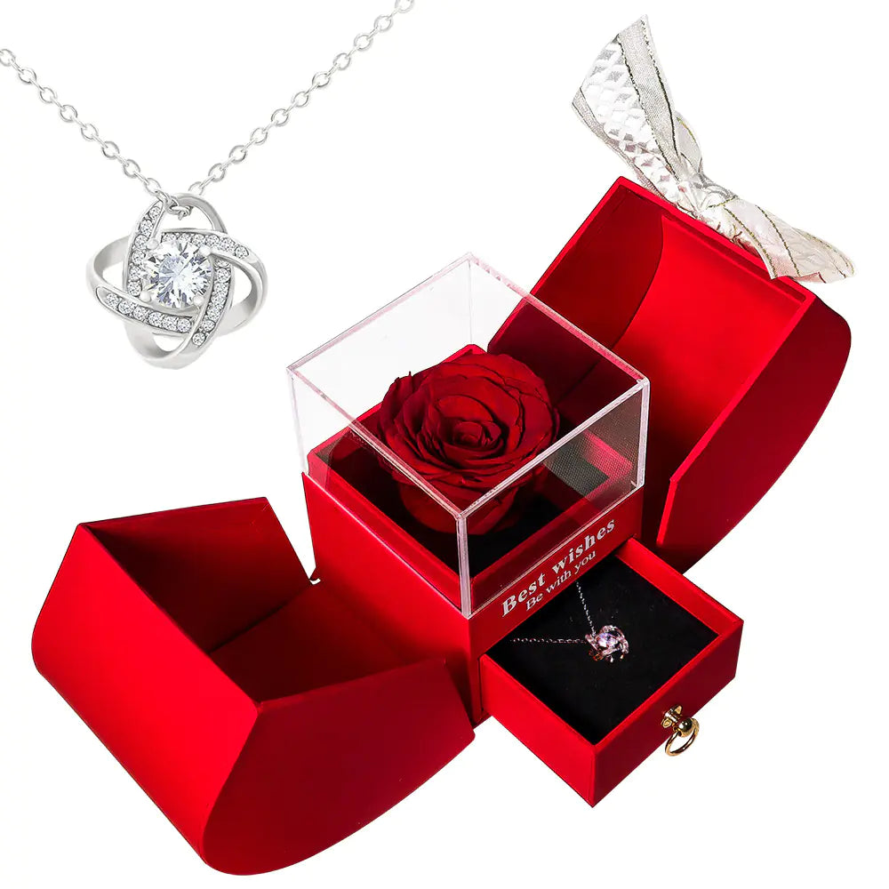 Enchanted Rose Jewelry Box – Preserved Flowers & Necklace