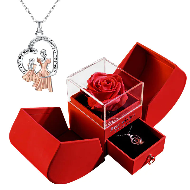 Enchanted Rose Jewelry Box – Preserved Flowers & Necklace