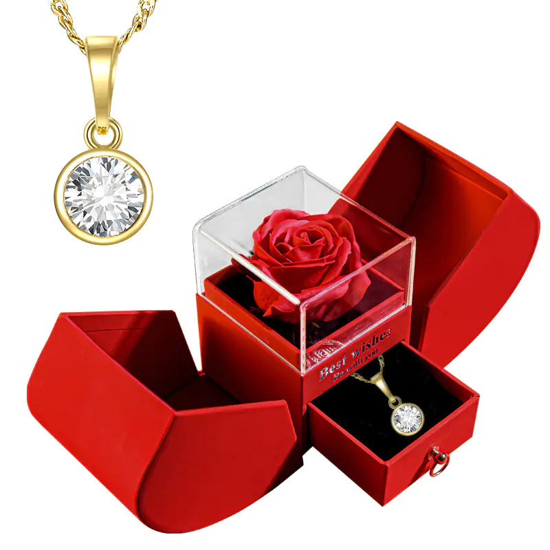 Enchanted Rose Jewelry Box – Preserved Flowers & Necklace