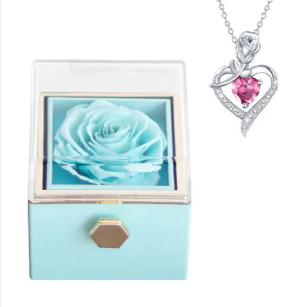 Rotating Bloom Necklace Box – Preserved Flower Keepsake